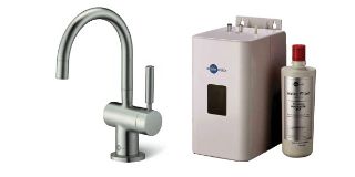 Picture of ISE Hot and Cold Push Lock Single Lever Tap Brushed Steel Kit