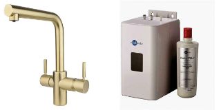 Picture of ISE 3 In 1 L Spout Hot Water Tap Brushed Gold Kit