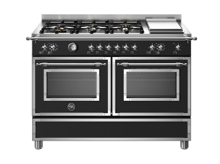 Picture of Bertazzoni Heritage 120cm Range Cooker Twin Oven with Griddle Dual Fuel Matt Black