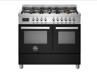 Picture of Bertazzoni Professional 100cm Range Cooker Twin Oven Dual Fuel Gloss Black