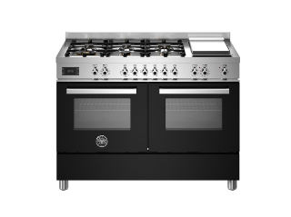 Picture of Bertazzoni Professional 120cm Range Cooker Twin Oven Dual Fuel Gloss Black