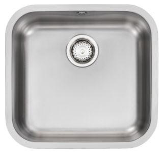 Picture of Franke Base Undermounted Single Bowl Sink 45cm Stainless Steel Boxed with Basket Strainer Waste Overflow Clips & Template