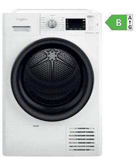 Picture of Whirlpool Freestanding 9kg FreshCare+ Heat Pump Dryer 6th Sense White A++ Energy