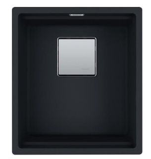 Picture of Franke Kubus Pro Single Bowl Undermounted Sink Fragranite Matt Black 41cm Included Rollamat Chopping Board Stainless Steel Strainer Bowl 