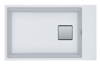 Picture of Franke Kubus Pro Single Bowl Undermounted Sink Fragranite Polar White 41cm Included Rollamat Chopping Board Stainless Steel Strainer Bowl 