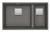 Picture of Franke Kubus Pro 1.5 Bowl Undermounted RHSB Fragranite Sink Stone Grey 46.5cm + 21.5cm Included Rollamat Chopping Board Stainless Steel Strainer Bowl 