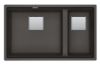 Picture of Franke Kubus Pro 1.5 Bowl Undermounted RHSB Fragranite Sink Slate Grey 46.5cm + 21.5cm Included Rollamat Chopping Board Stainless Steel Strainer Bowl 
