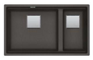Picture of Franke Kubus Pro 1.5 Bowl Undermounted RHSB Fragranite Sink Slate Grey 46.5cm + 21.5cm Included Rollamat Chopping Board Stainless Steel Strainer Bowl 