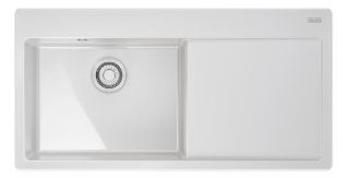 Picture of Franke Mythos Inset Single Bowl & Drainer RHD Sink with Integrated Functional Ledge Ceramic Glossy White 100cm