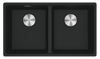 Picture of Franke Maris Double Bowl Undermounted Sink Fragranite Matt Black 346 + 346cm